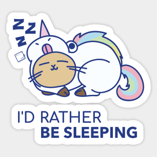 I'd Rather Be Sleeping Cat in Unicorn Pajamas Sticker